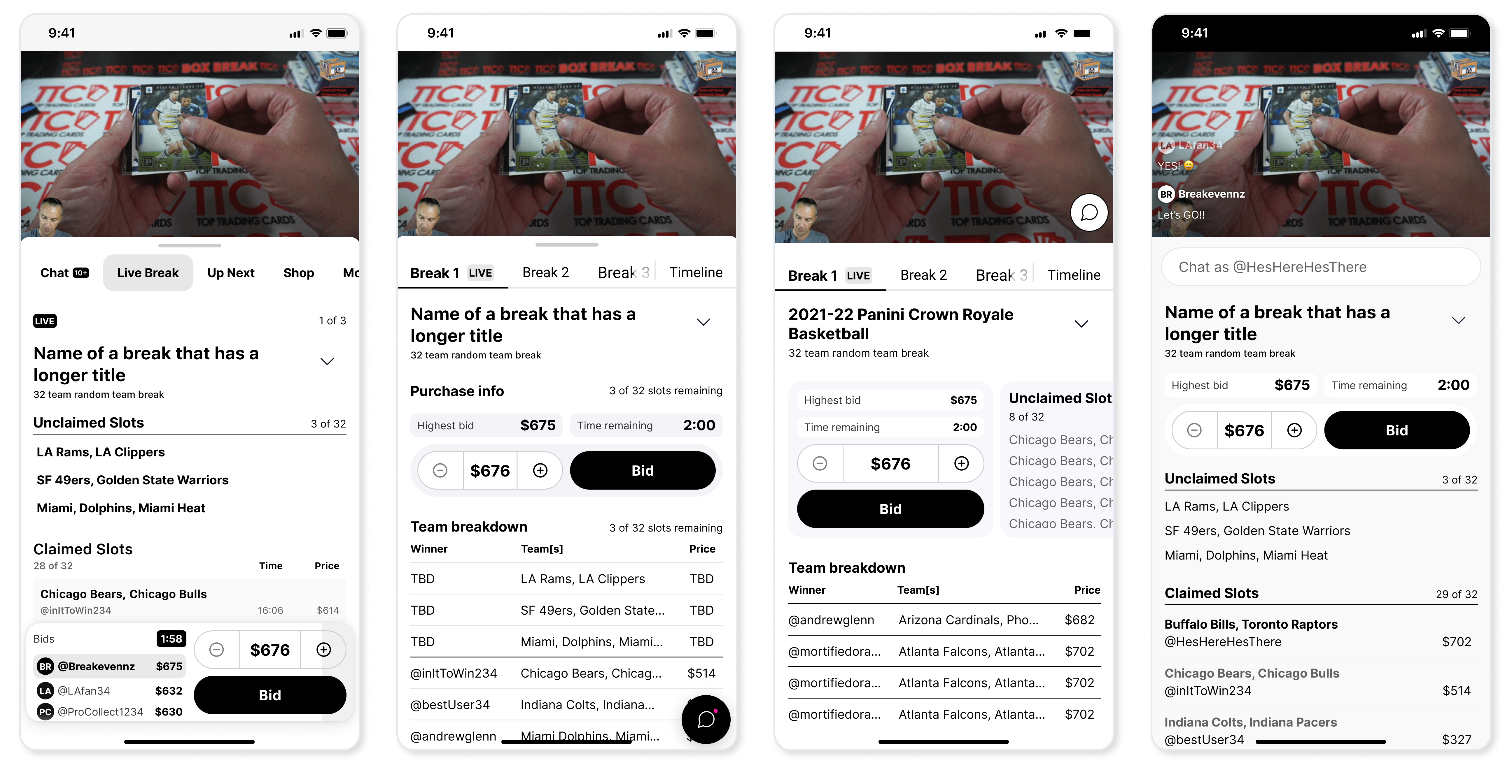 Higher-fidelity live-stream view concepts explored for the break experience