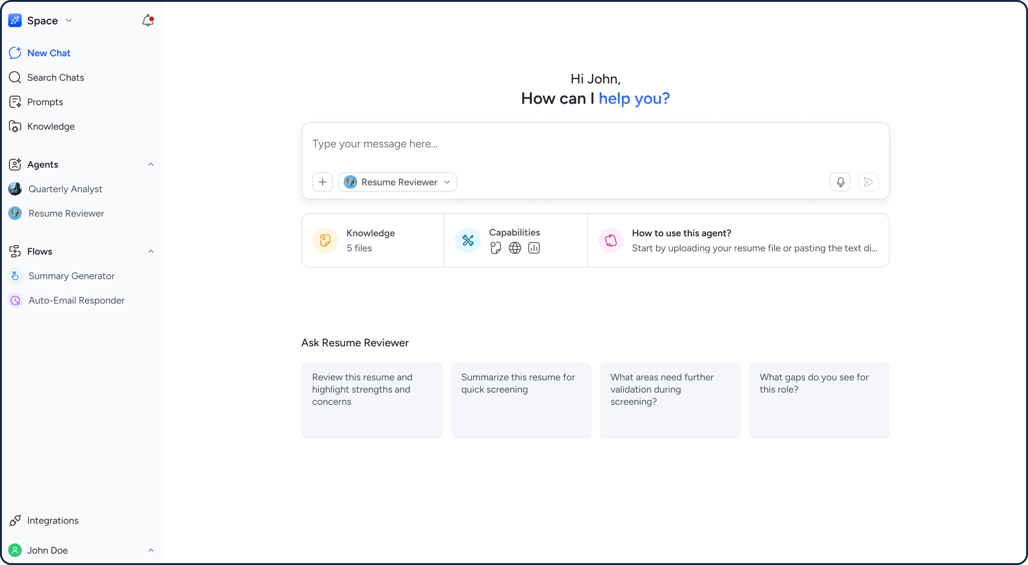 Chat landing page